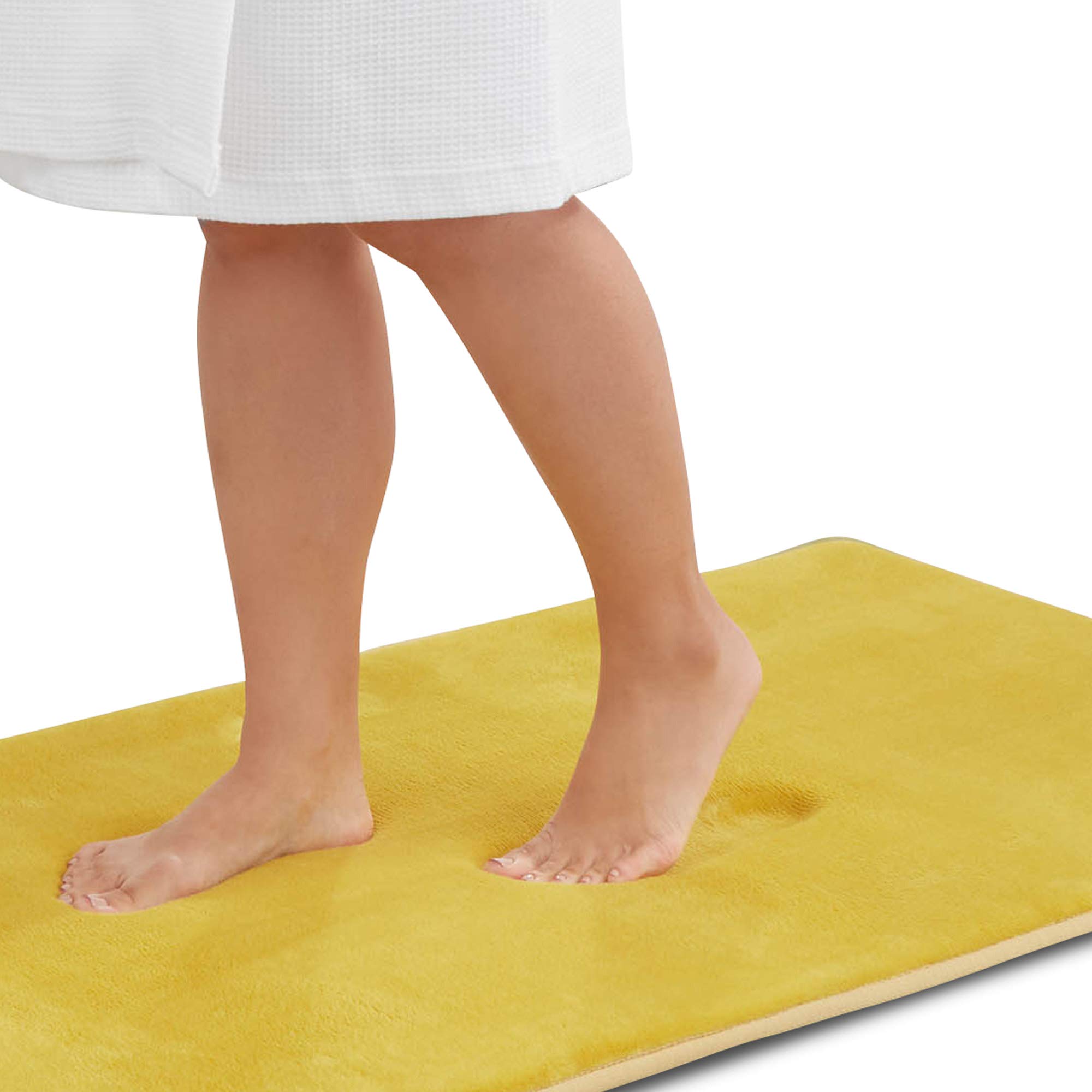 Photo 1 of Genteele Memory Foam Bath Mat Non Slip Absorbent Super Cozy Velvet Bathroom Rug Carpet (17 inches X 24 inches, Mustard)