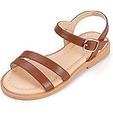 PANDANINJIA Girls Sandals Toddler Little Big Kids Kid Cute Open Toe Flats Dress Sandals Mona Summer Shoes