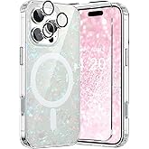 WATEFULL for iPhone 16 Pro Max MagSafe Iridescent Case Glitter Sparkly, Opal Pearly Bling Translucent Bumper Case + 1 Screen 1 Camera Cover for Women Girl iPhone 16 Pro Max 6.9"(Colorful Opal)