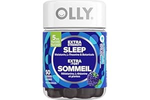 OLLY Extra Strength Sleep Gummy Supplement sleep aid Blackberry Zen blend of Melatonin, L-Theanine & Botanicals 25 day supply