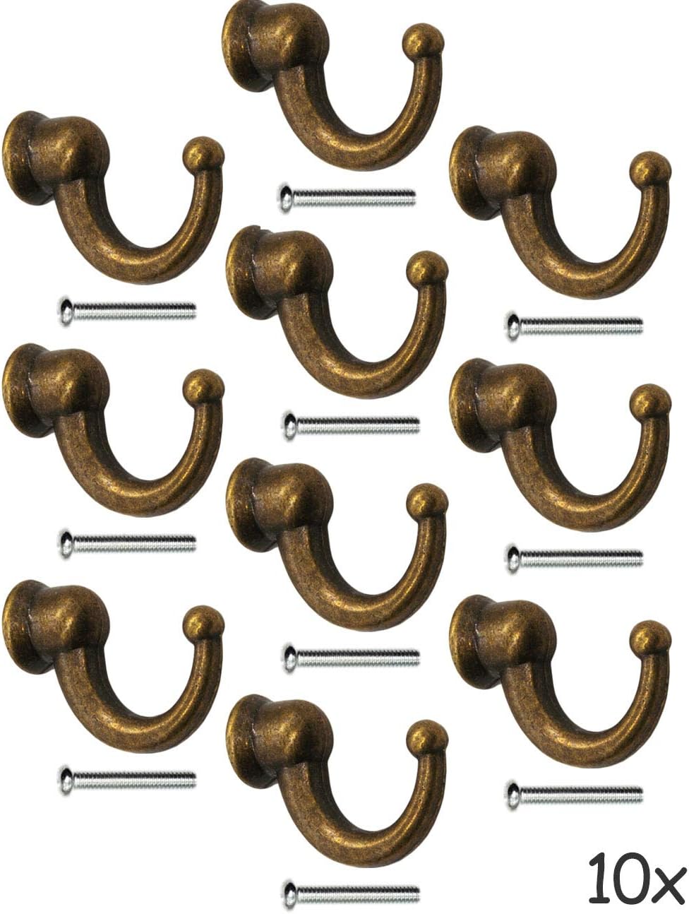Fuxxer Antique Coat Hooks Cast Iron Vintage Country House 29 x 20 mm Bronze Pack of 10, 20 x 29 x 11 mm - Image 3