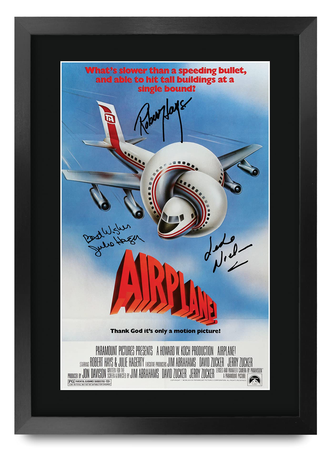 HWC Trading FR A3 Airplane! Leslie Nielsen Gifts Printed Poster Signed Autograph Picture for Movie Memorabilia Fans - A3 Framed