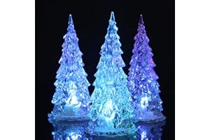GENERIC 3 Pack Acrylic Christmas Tree Lamp, Enchanted Light Up 7 Colors Changing Lights, 5 x 2 Inch Mini Christmas Tree with Lights for Room Table Decor