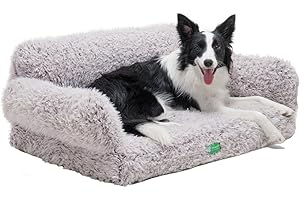MEWOOFUN 34.6" Orthopedic Dog Bed Sofa for Small Medium Dogs, Egg- Foam Dog Couch with Removable Washable Cover and Non-Slip Bottom (Large, Brown)