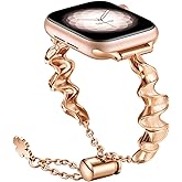Missair Stainless Steel Bands Compatible with Apple Watch Bands 38mm 40mm 41mm 42mm 44mm 45mm Ultra 49mm iWatch Series 8 7 6 5 4 3 2 1 SE, Women Dressy Bracelet Bangle Metal Strap Wristband