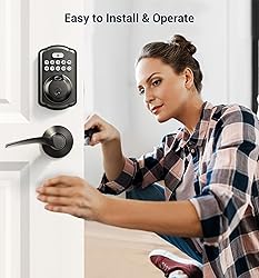 Veise Fingerprint Door Lock with 2 Lever Handles