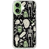 Mabluworqe Witchy Skull Art Phone Case Compatible with iPhone 17, Aesthetic Dark and Green Witchcraft Skeleton Bones Phone Cover for iPhone 17