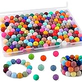 Kovict 160Pcs Silicone Beads 12mm Mix Color, Bulk Silicone Beads 12mm for Keychain Pens and Bracelet Making(Multicolor)