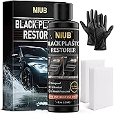 NIUB Plastic Restorer for Cars, 120ml Black Trim Restorer, Car Plastic Restorer, Plastic Restorer for Car Exterior, Restores Faded Plastic, Waterproof, Long-Lasting Shine & Protection,Outdoor Use Only