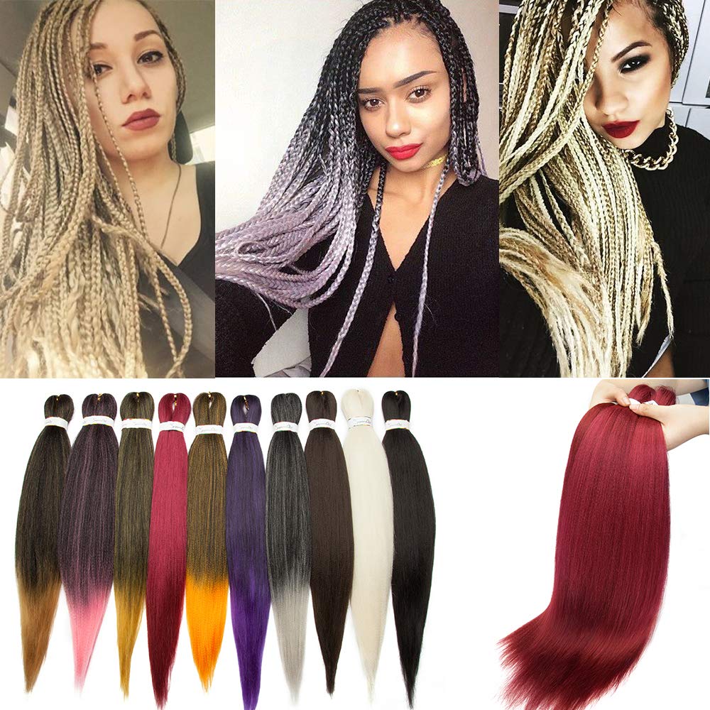 SEGO 26" Inch Pre-Stretched Braiding Hair Professional Crocget Hair Itch Free Low Temperature EZ Braids Hair Extension - Wine Red — image 1