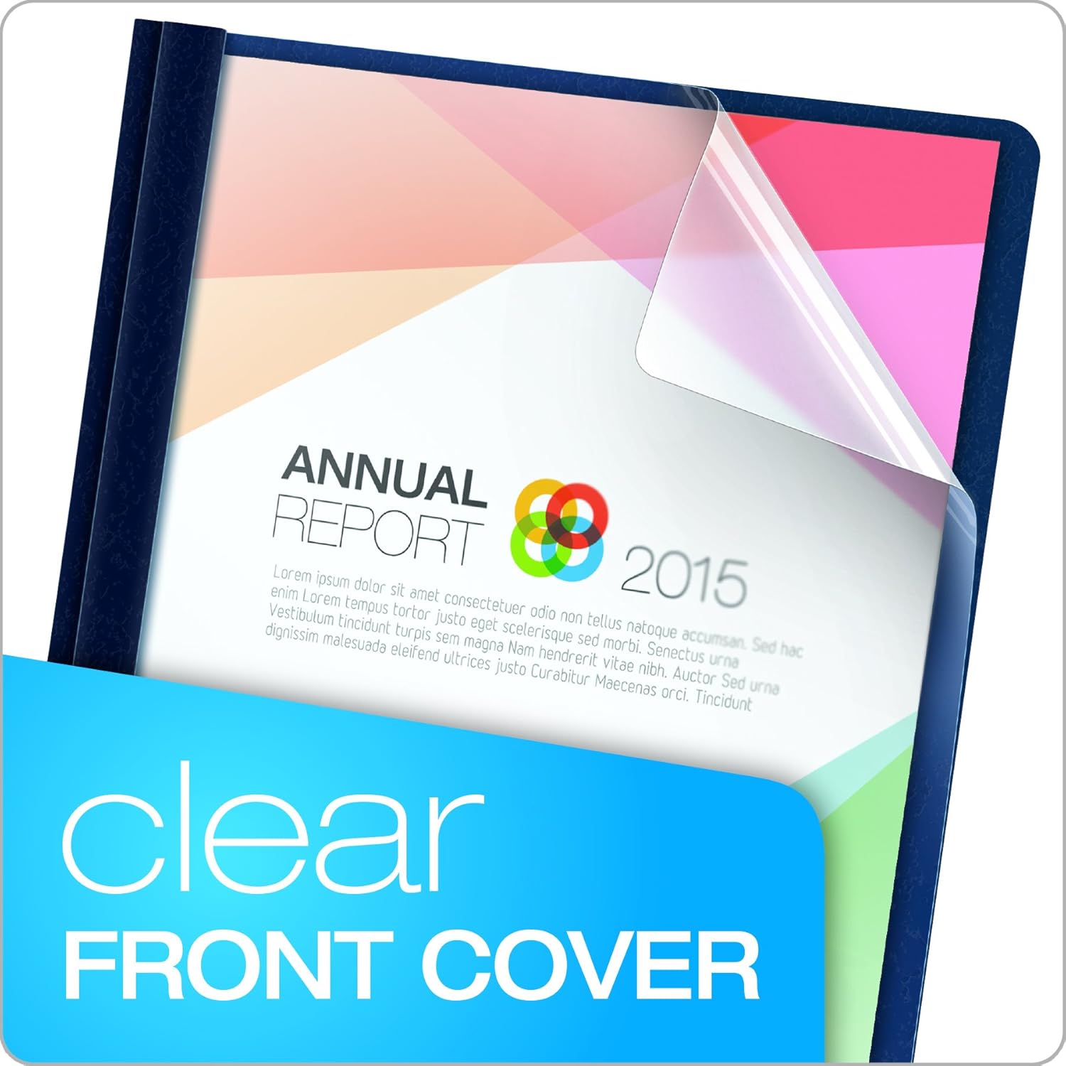 Oxford Clear Front Report Covers, Dark Blue, Letter Size, 25 per Box (55838EE) : Business Report Covers : Office Products