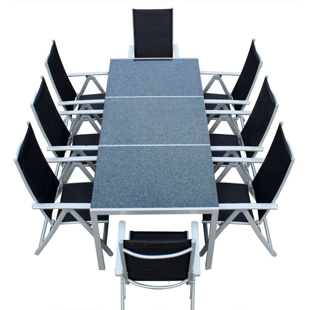 9 Tlg Gartenmobel Granittisch Alu Textilen Granittisch Gartenmobel