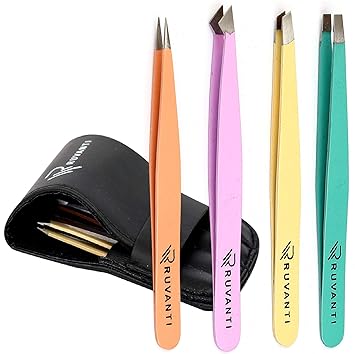 Amazon Com Ruvanti 4 Piece Professional Stainless Steel Tweezers