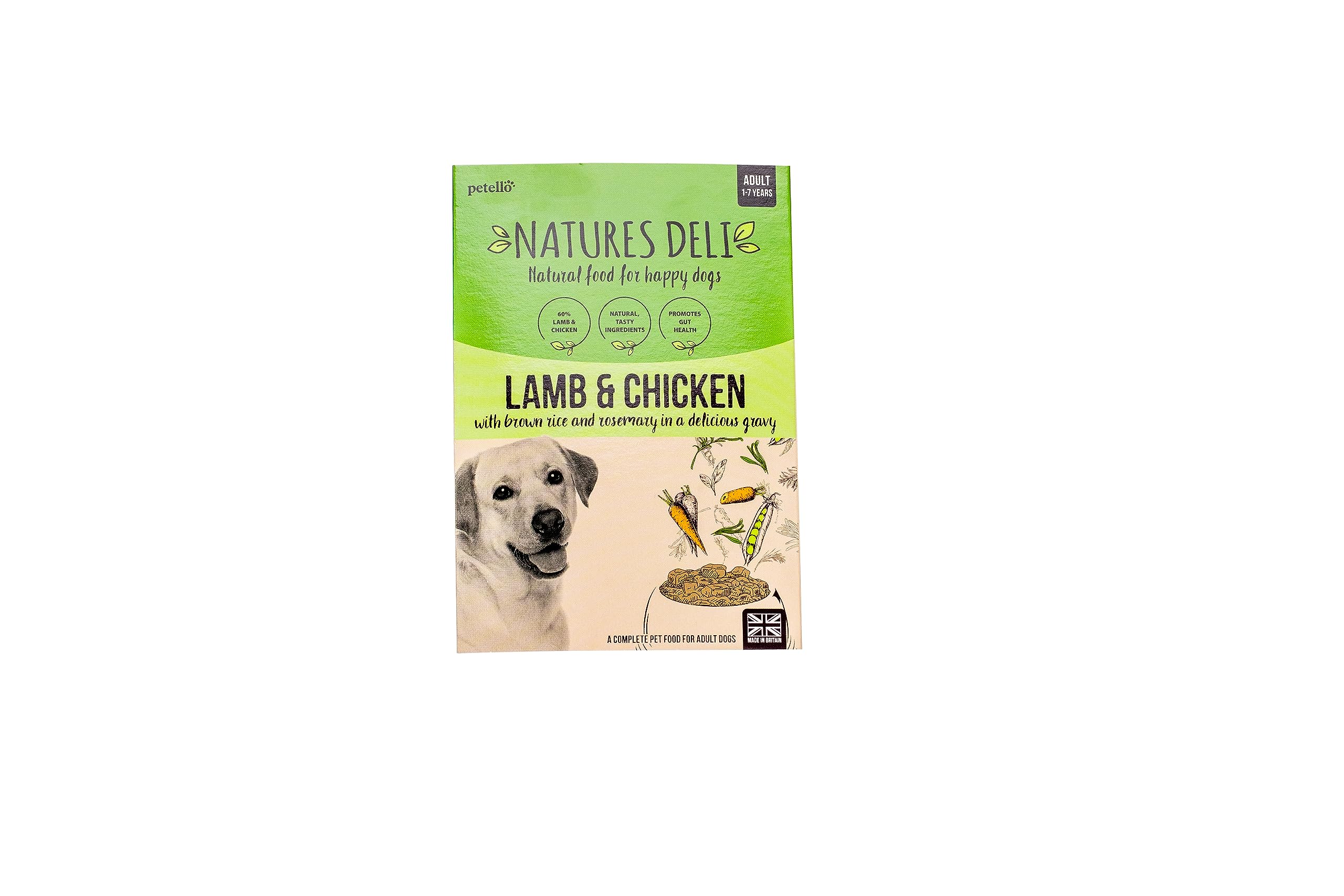 Natures Deli Adult Wet Dog Food, Lamb and Chicken with Brown Rice and Rosemary, Natural Complete Wet Food Trays, 7 x 400g
