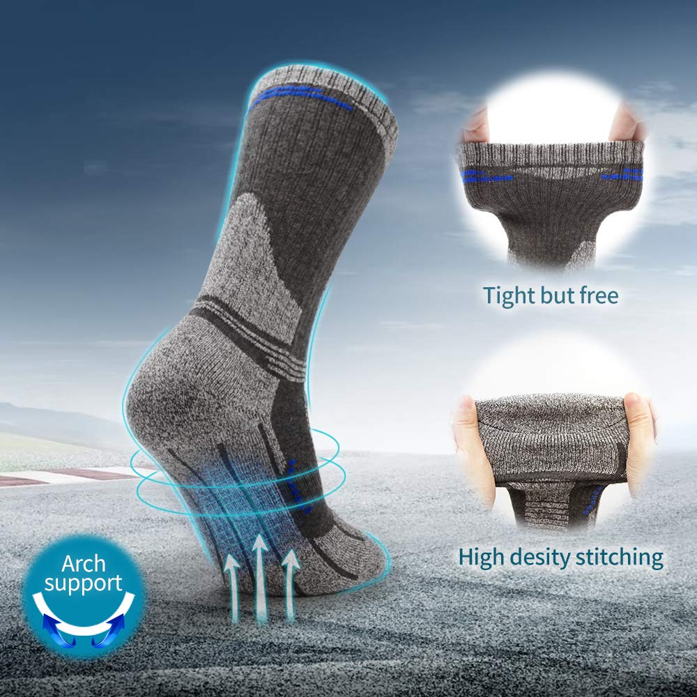 Petrala Hiking Socks Men Moisture Wicking Thick Full Cushion Lightweight for Trekking Walking Outdoor Performance, 5 Pack