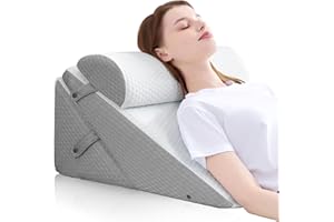 BDEUS 3PCS Wedge Pillows for Sleeping Bed Wedge Pillow for After Surgery 9&12 Inch Adjustable Triangle Pillow Wedge with Premium Half-Moon Memory Foam Bolster Pillow for Acid Reflux Gerd Snoring