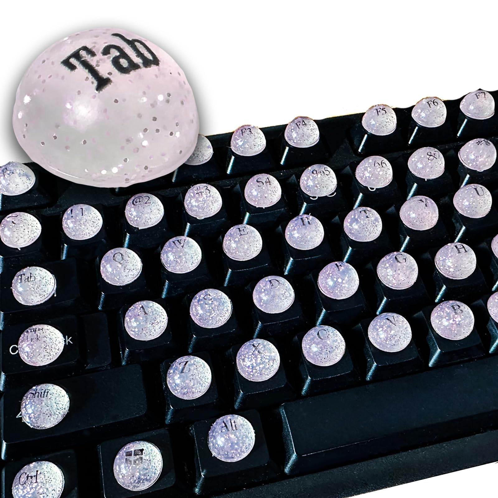 Photo 1 of 128 Keys Keyboard Stickers for Long Nails, Hemisphere Raised Silicone Key Caps, Key Gap Extender for Comfortable Typing on Full-Size Keyboards (Hemisphere, Pink-128 Pcs)