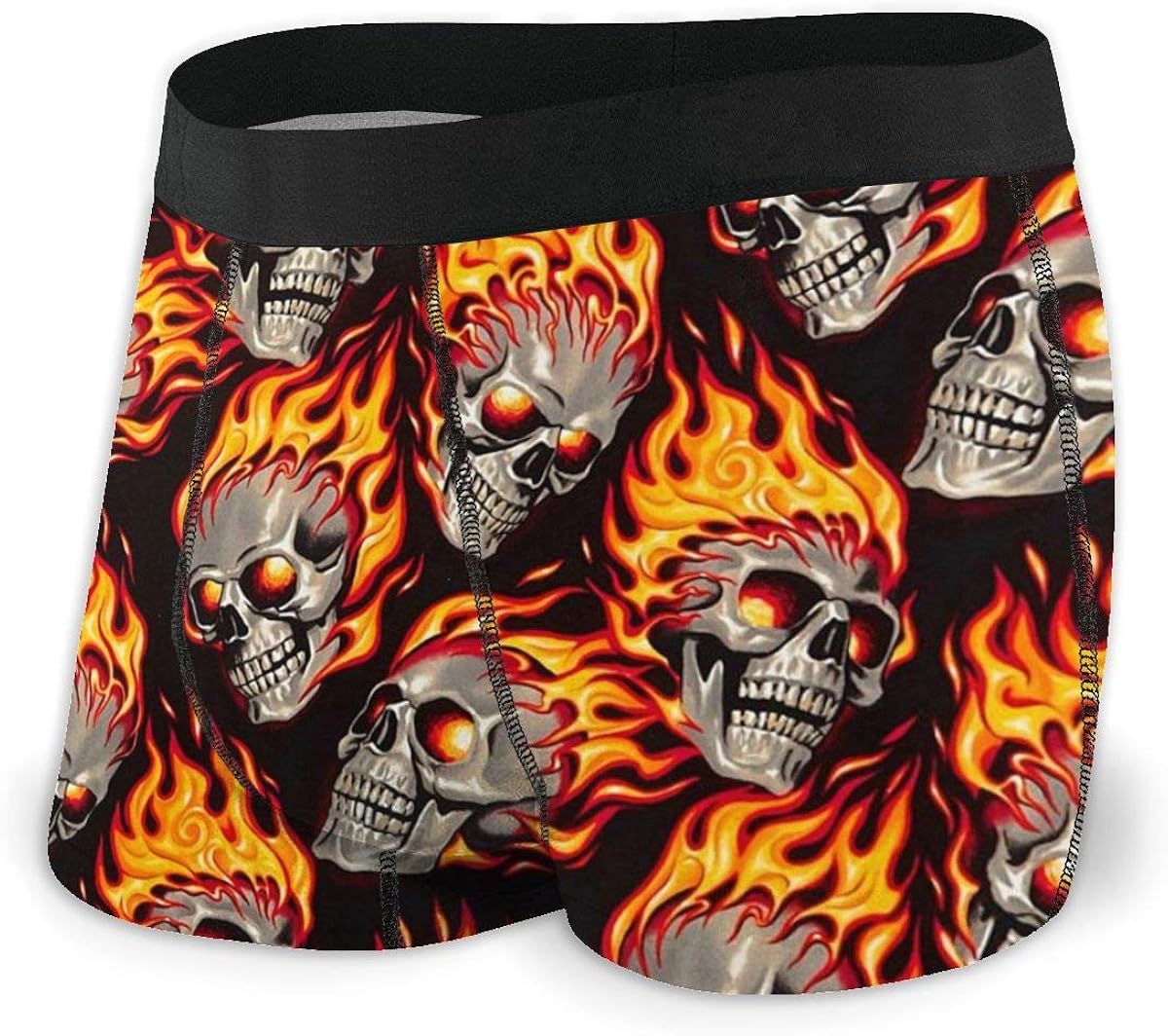 Flame Skull Head Metal Fire Men's Boxer Briefs Breathable Soft Sexy