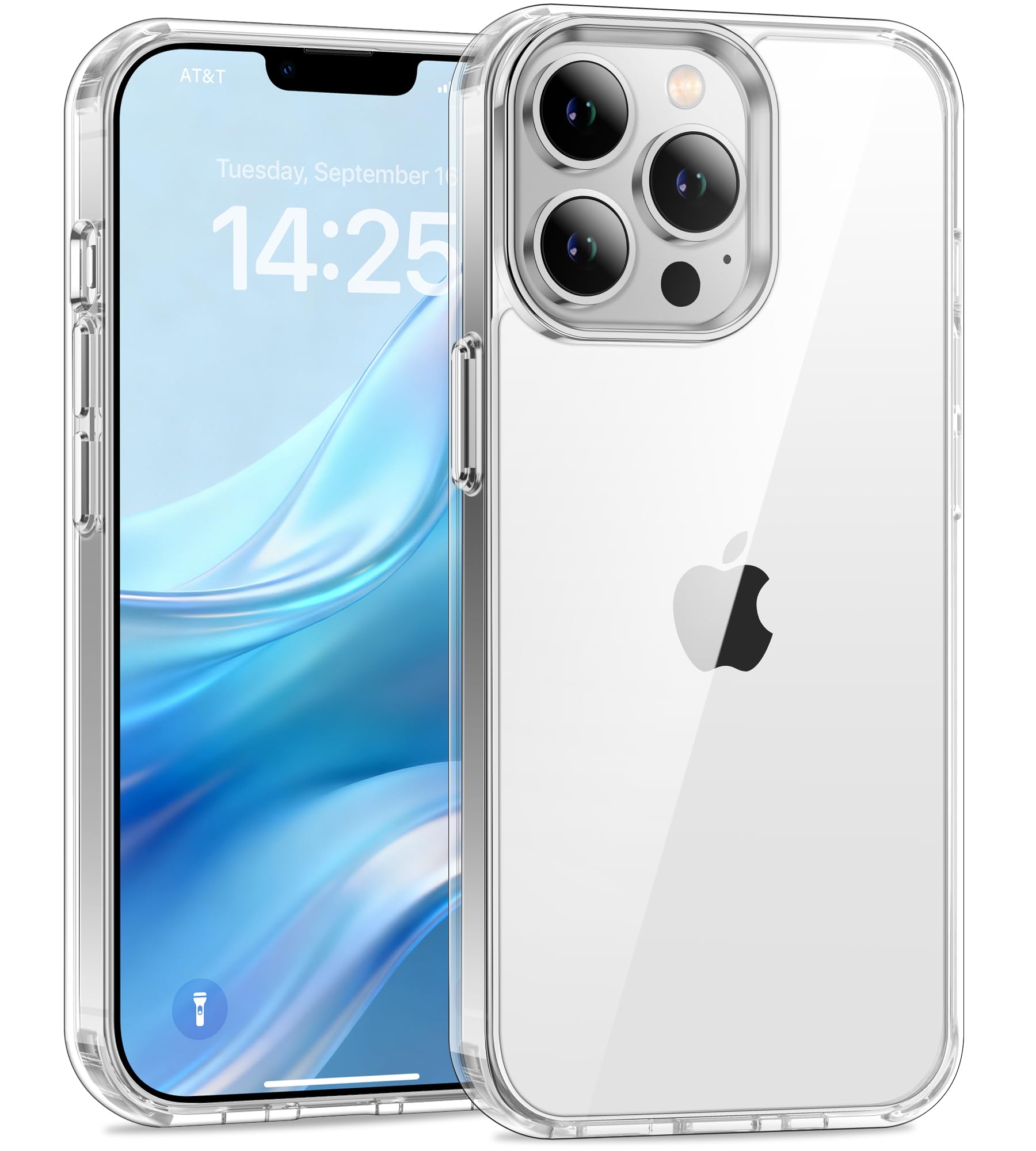 USLAI Case for iPhone 13 Pro, Anti-Yellowing, Crystal Clear Back, Shockproof & Military‑Grade Drop Protection - Transparent