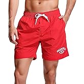 Adoretex Men's Guard Nylon Quick-Dry Swim Trunks, 7-inch Inseam Swim Board Shorts with Mesh Lining and 3 Pockets