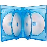 AcePlus Blu-ray Multi-6 Replacement Cases for 6 Discs in 22mm Extra Thickness with Clear Wrap Around Sleeve and Silver Screen-Printed Logo (5-Pack)