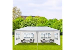 EDWINENE 10'x20' Outdoor Party Tent,Canopy Tent with 4 Removable Sidewalls,Heavy Duty Tents for Parties Events,Waterproof Canopy Patio Wedding Gazebo (Old White)