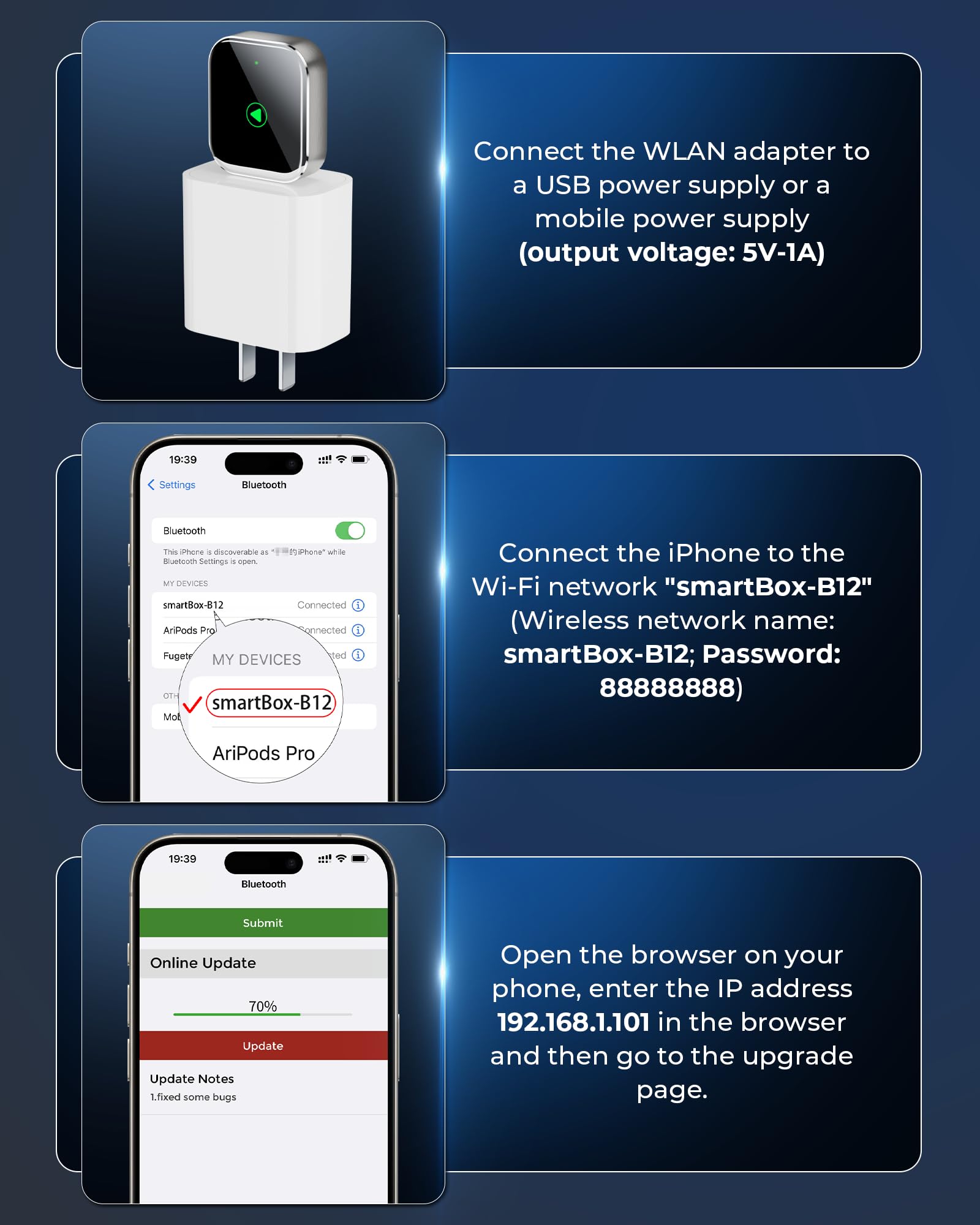 Mini CarPlay Wireless Adapter for Apple iPhone - Converts Wired to Wireless CarPlay Adapter, CarPlay Dongle Stick for Apple Wired CarPlay Cars & for iPhone iOS 10+, USB & Type-C, Plug & Play