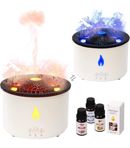 Umidificador Com Efeito De Chama - Difusor De Aromas Com 7 Cores Para Ambientes Aconchegantes