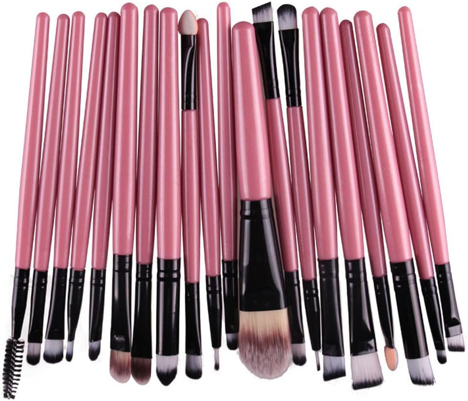 KOLIGHT 20pcs Pro Makeup Set Powder Foundation Eyeshadow Eyeliner Lip Cosmetic Brushes (Black+Pink), 20 Piece Set - Image 4