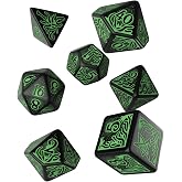 Q WORKSHOP Call Of Cthulhu black &amp; green RPG Ornamented Dice Set 7 Polyhedral Pieces