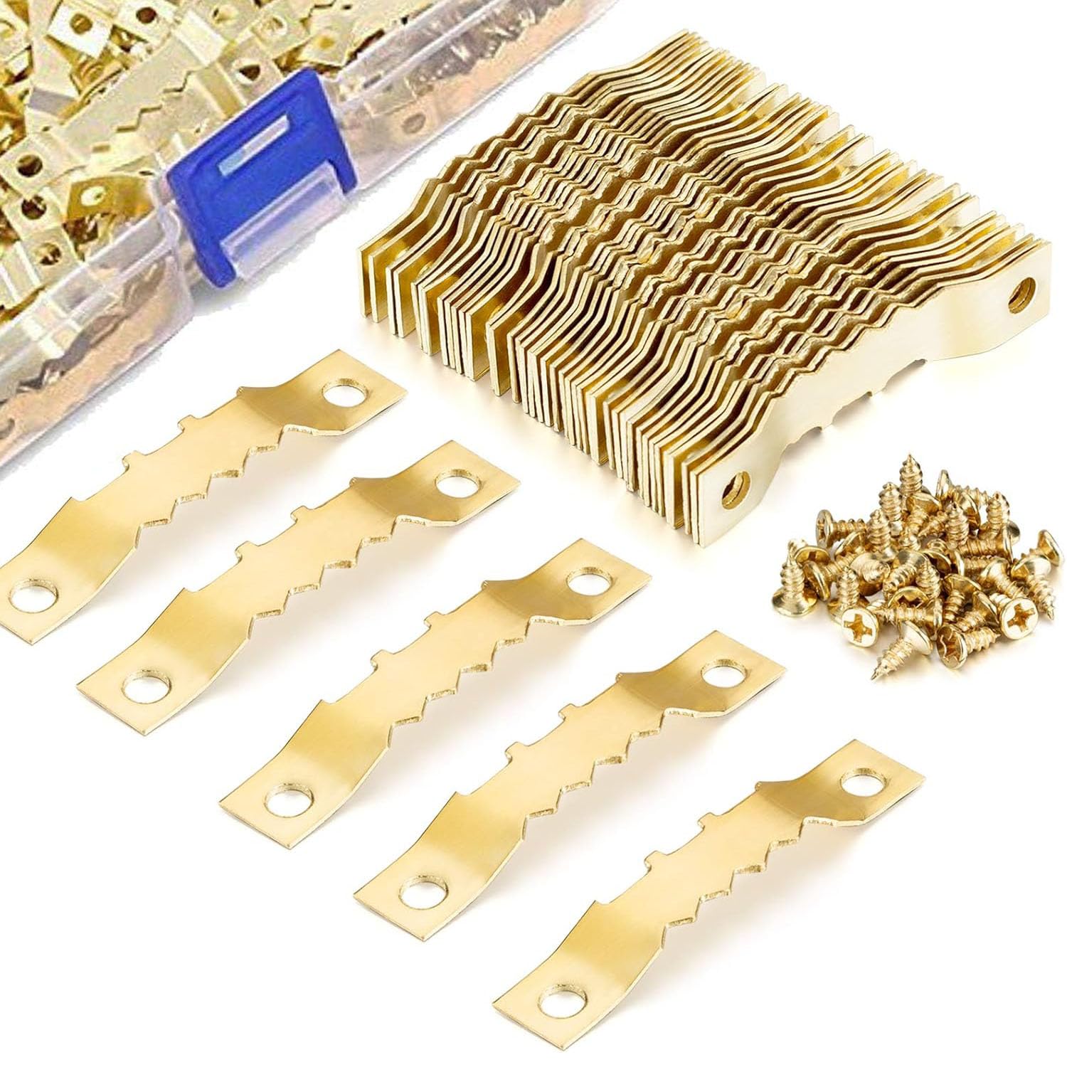 Gasea 120Pcs Sawtooth Picture Frame Hangers Set with Screws, Sawtooth Photo Frames Holder for Painting Photos Artwork Clock Home Decoration