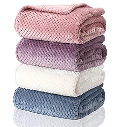 Newwiee 4 Pcs Flanne Fleece Throw Blanket for Bed
