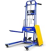 Goodyear Material Lift Winch Stacker, Pallet Truck Dolly, 330 Lbs 40" Max Lift w/ 8" Wheels, Swivel Casters [Patented]