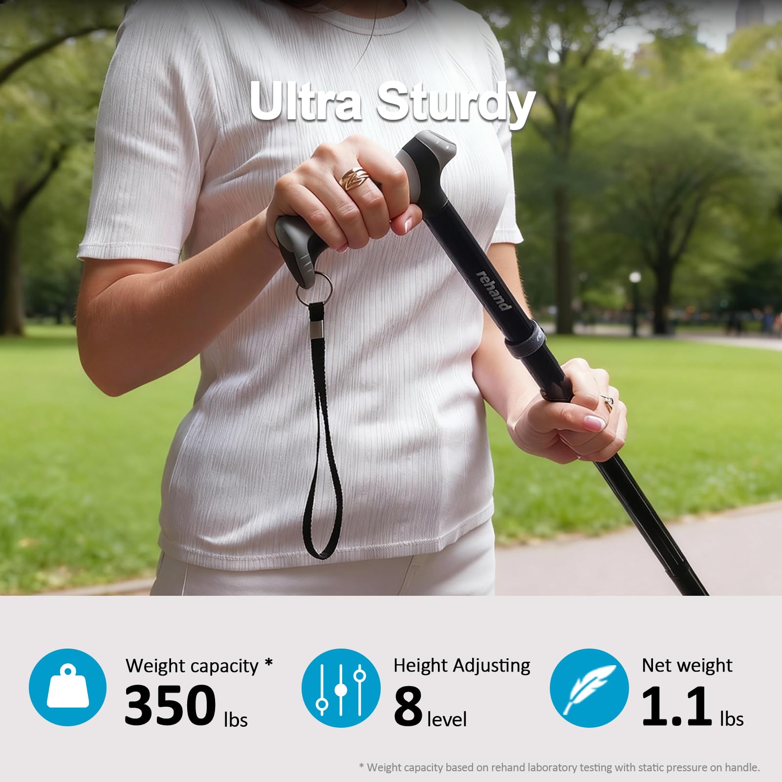 REHAND Walking Cane - Foldable, Adjustable, Collapsible Walking Canes for Men & Women, Heavy Duty All Terrain Tip, with Travel Bag | Walking Sticks for Seniors & Adults