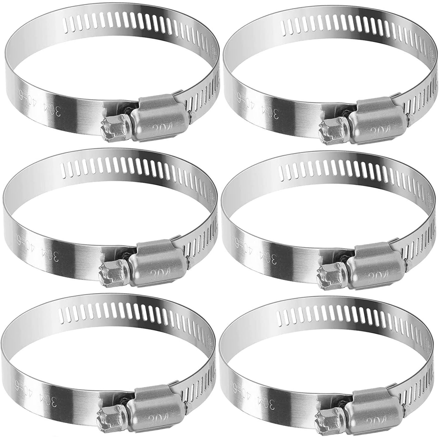 Noosverl 6 Pack Jubilee 40-60-63mm Clips,Jubilee Hose Clips 40-63mm Stainless Steel Pipe Clamps,Worm Drive Hose Clips — image 1