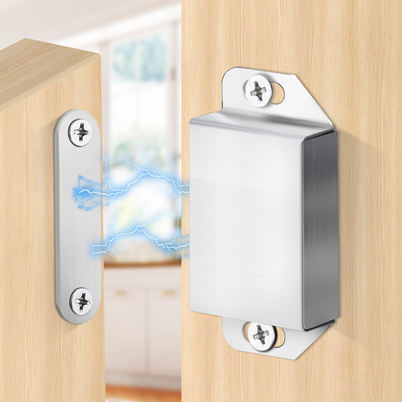 Photo 1 of 4 Pack | Magnetic Door Catch Heavy Duty - 30 Lbs Pull Force for Cabinet Doors, Window Shutters, Cupboard Doors and Closet Door, Made of Stainless Steel - Anti Rust & Long Performance.