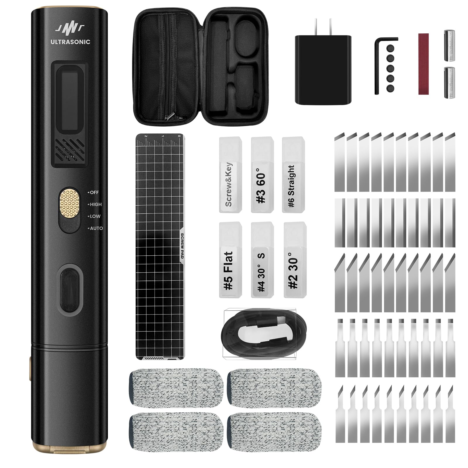 Photo 1 of Togarhow 40kHz Ultrasonic Cutter Knife 35W Handheld Ultrasonic Knife with Storage Bag & 50pcs Blades, OLED Screen Cutting Machine for 3D Printed Model Leather PVC Wood Plastic Resin Grinding Polishing