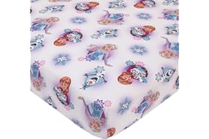 CROWN CRAFTS INFANT PRODUCTS Disney Frozen Fitted Crib Sheet 100% Soft Microfiber, Baby Sheet, Fits Standard Size Crib Mattress 28in x 52in