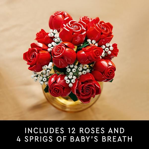 LEGO BOTANICALS BOUQUET OF ROSES ARTIFICIAL FLOWERS – FAKE RED ROSES BUILDING SET FOR ADULTS, AGES 18+ – DIY KIT FOR HOME DECORATION – FLORAL BIRTHDAY GIFT IDEA – 10328