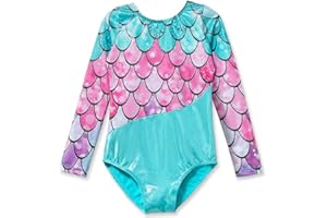 DAXIANG Gymnastics Leotard for Girl Long Sleeve Toddler Dance Biketards Dance Clothes Purple Snowflake Gold Sparkly Mermaid