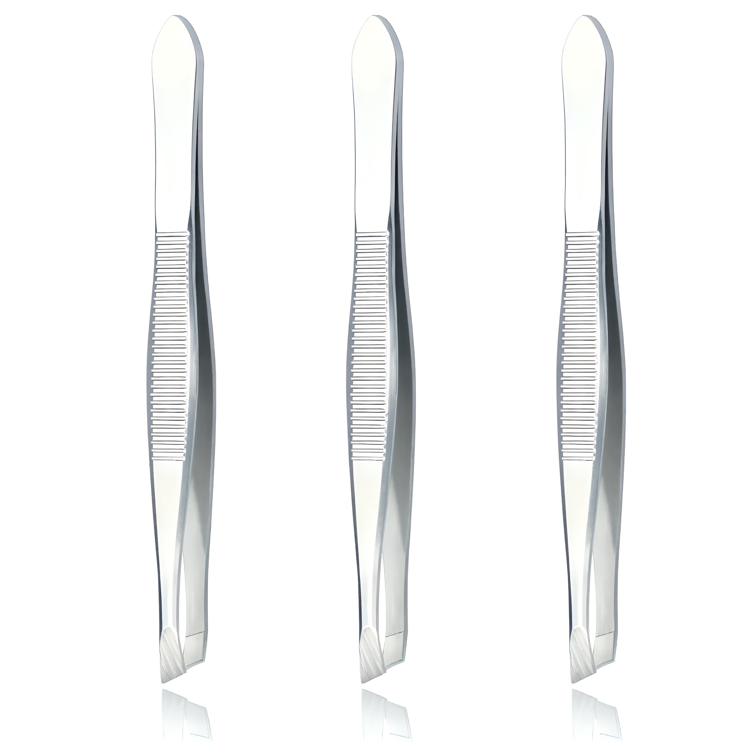 Photo 1 of LUXXII (3 Pack) Slant Tweezers - Precision Stainless Steel Slant Tip Tweezers Hair Plucker for Hair and Eyebrows Personal Care (Silver Tone)