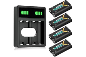 HISEWEN 4 Pack 2800mAh Xbox Controller Battery, High-Speed LED Charger with Rechargeable Battery for Xbox Series X|S/Xbox One/Xbox One S/Xbox One X/Xbox One Elite Wireless Controller