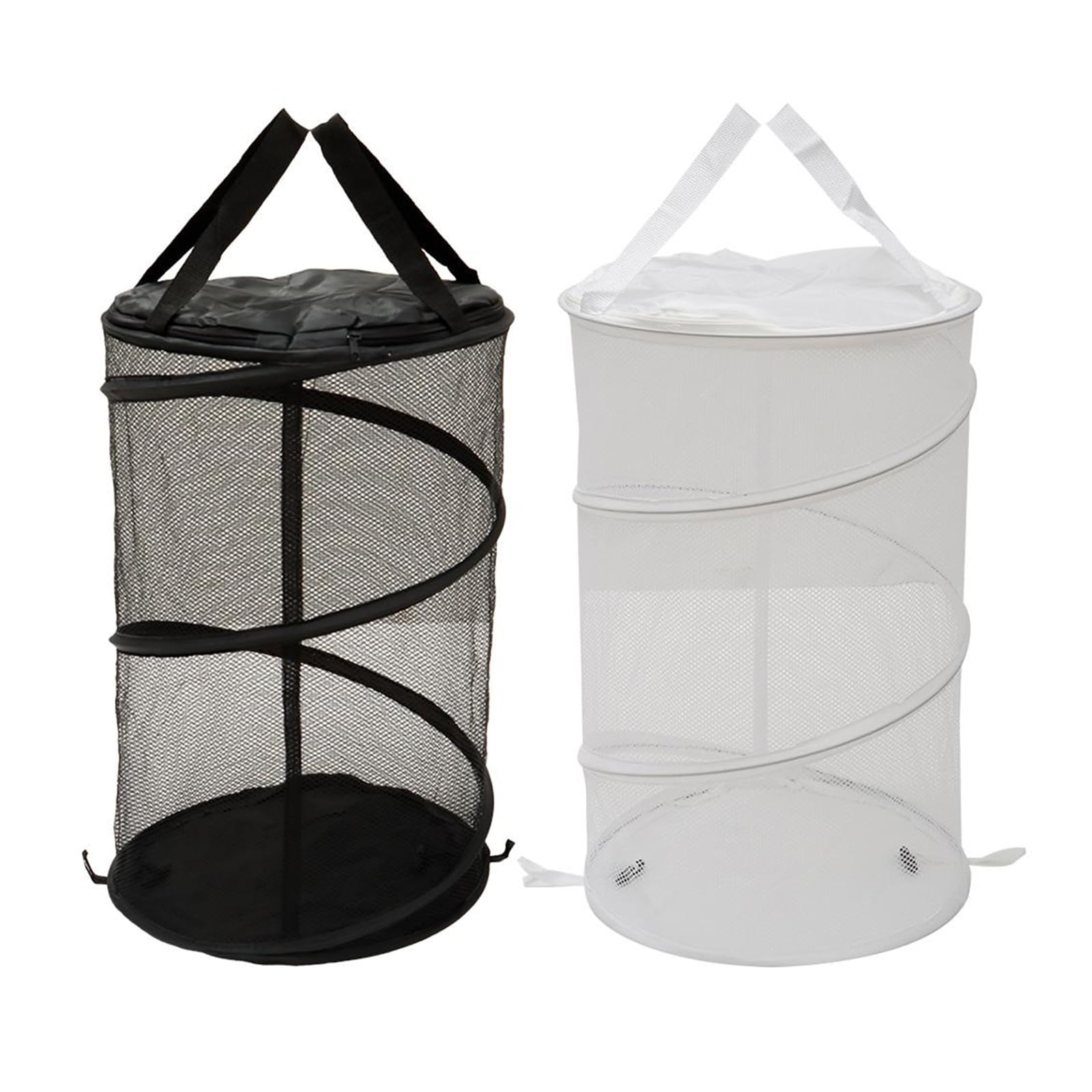 Photo 1 of ***ONLY ONE WHITE**** hobbyme  Large Collapsible Round Popup Laundry Hamper with Lid,Foldable Mesh Hamper with Reinforced Handles and Solid Bottom,White and Black Laundry Basket