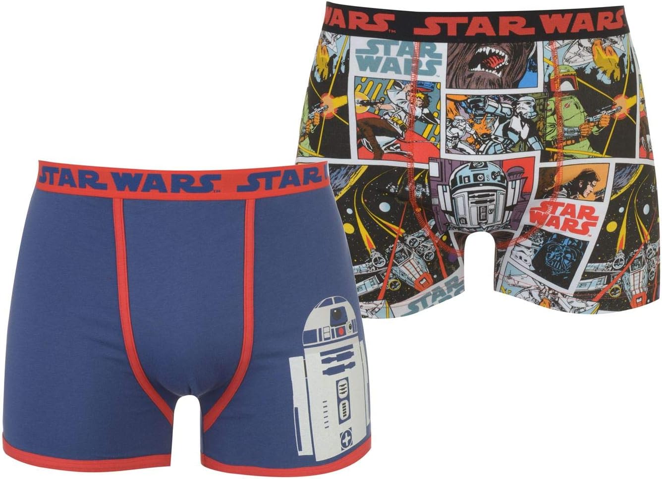 Mens Star Wars 2 Pack Boxer Shorts Grey Red Underwear (Large, Star Wars 2 Pack)