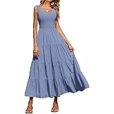 PRETTYGARDEN Women's 2026 Casual Loose Plain Maxi Sundress Smocked Tank Dress Sleeveless Spring Beach Tiered Long Dresses