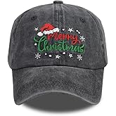 Merry Christmas Baseball Cap for Women Men, Adjustable Washed Embroidered Vintage Classic Retro Cotton Hat