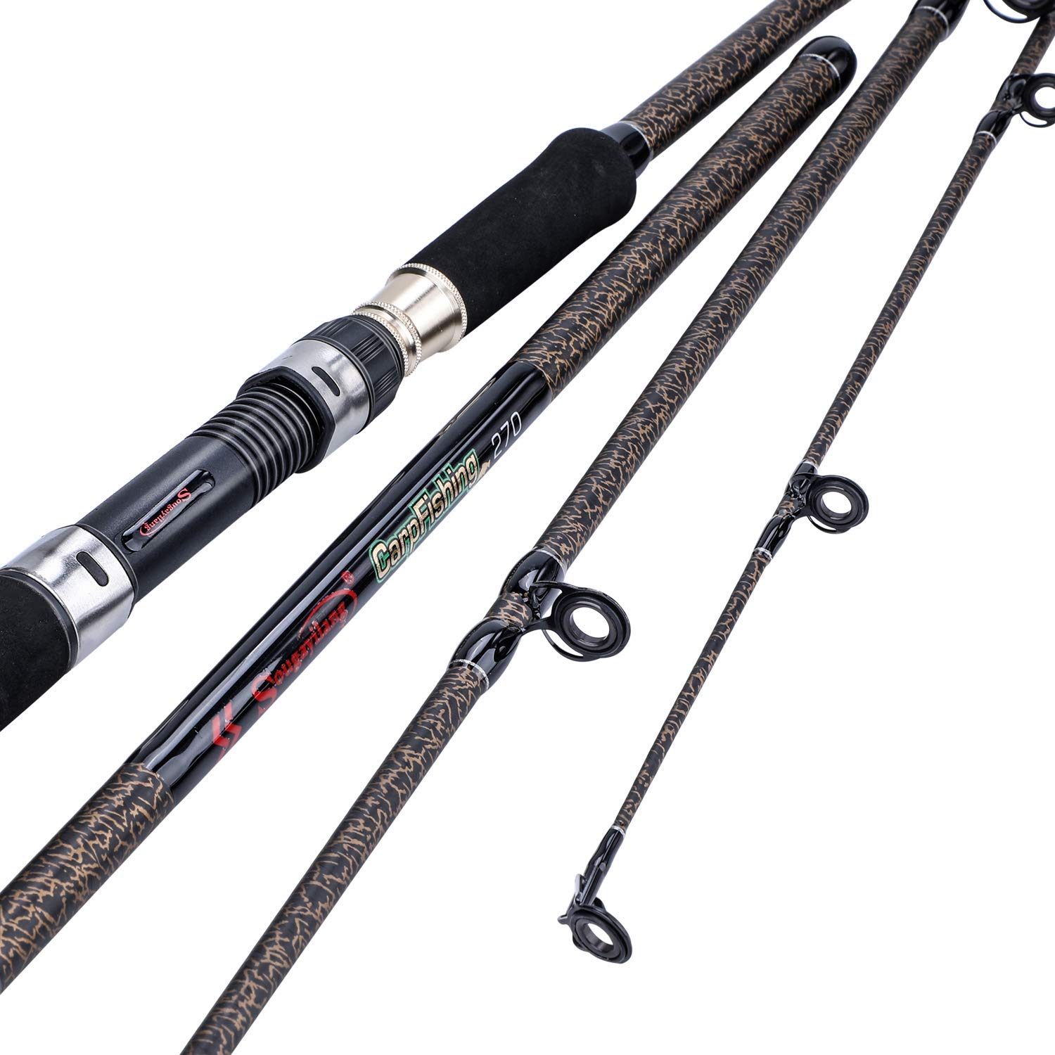 Sougayilang Carp Fishing Rod, Porable High Carbon 4 Pieces Blanks Carp Fishing Rod for Travel Freshwater Saltwater Fishing