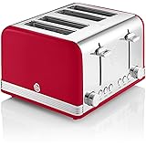 Swan ST19020RN Retro Toaster, 7.2"x11.5"x10.4", Red