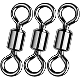 Alwonder Fishing Barrel Swivels 20 to 50-Pack Swivels Fishing Tackle Freshwater Saltwater Swivel Rolling Swivel Heavy Duty Black Nickel Stainless Steel Lures Leaders Line Connectors Terminal Tackle