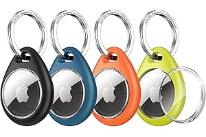 UNBREAKcable 4 Pack Ultra Secure Keychain Holder for Apple AirTag,Waterproof TPU Shell & Stainless Steel Ring【Durable Scratch